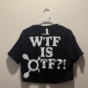 Orange Theory WTF is OTF black cropped graphic tee - size small